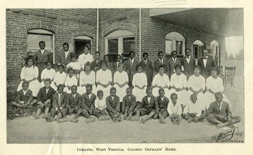 Group portrait of inmates of the West Virginia Colored Orphan's Home in Huntington, West Virginia.