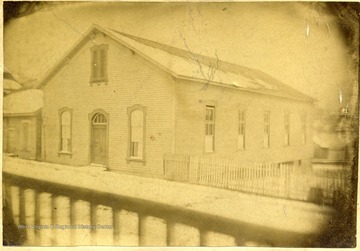 'Lewisburg's first town hall. Photographed December 18, 1883 (Snow on the ground.)