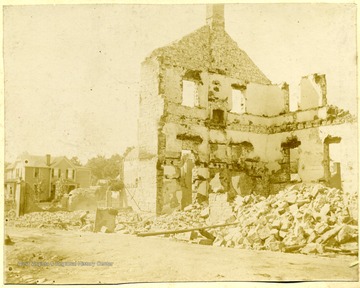 Rubble from Ford's Store and the Bank of Greenbrier after the Fire of Aug. 3rd, 1897.