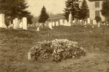 Laura Matthews' grave decorated by students of the Lewisburg Female Institute. 