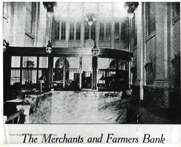 The interior of the Merchants and Farmers Bank in Martinsburg, West Virginia.