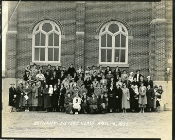 A group portrait of the Bethany Sisters Class taken on April 4, 1937 in Martinsburg, West Virginia.