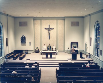 A church service in an unidentified church in Martinsburg, West Virginia.