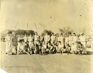 Group of baseball players standing on a field, Martinsburg, W. Va.