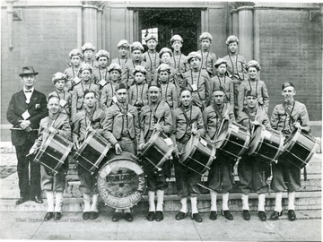 Group portrait of boys in the Independent Drum Corp, Martinsburg, W. Va.