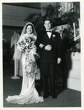 The bride, Miss Butts, and her groom on their wedding day in Martinsburg, West Virginia.