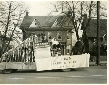 Jim's Barber Shop Float in the Apple Blossom Festival in Martinsburg, West Virginia.