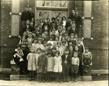 Group portrait of students at the Hooge Street School.