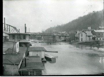 An unidentified street in Parkersburg, West Virginia is under water during the flood of 1913.