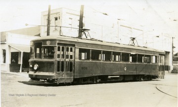 'Monongahela - West Penn Public Service Co; No. 806; Trucks Brill. Color Orange. Roof Arch. Remarks Interurban. Taken at Parkersburg; E. G. Mateer, Jr. Camp Hill, PA.'