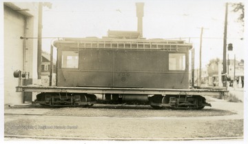 'Monongahela - West Penn Public Service Co.  Trucks, Brill.  Color, Orange.  Remarks, Locomotive.  E. G. Mateer, Jr. Camp Hill, PA.'