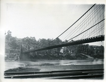 The bridge as seen from the bank of the Monongahela River looking toward Westover.