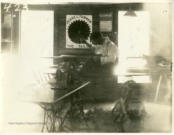 Jesse L. Turner at work in his Tailor Shop in Morgantown, West Virginia.