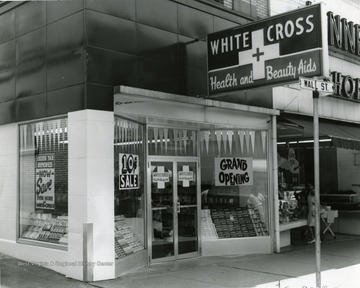 White Cross Store near the time of the grand opening. Located on Wall Street in Morgantown, W. Va. 
