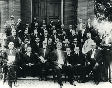 Group portrait of the Spruce Street Methodist Church's Men's Bible Class in Morgantown, W. Va. 