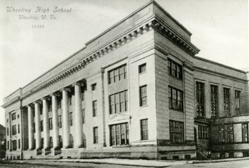 Exterior view of the Wheeling High School building. 