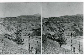 Two similiar views of the Wheeling Hill at McCulloch's Leap near Wheeling Creek in Wheeling, West Virginia.