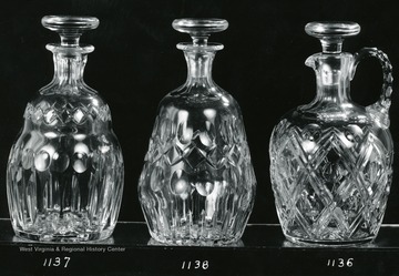 Three Seneca Glass pieces numbered 1137, 1138, and 1136.