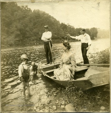 'Left to right, James Henry Krepps, Frank Morgan, children.  John H. Krepps, Mrs. Krepps, and John Morgan.'