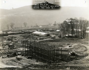 'Morgantown Ordnance Works, Morgantown, West Virginia, 11:30 A.M. April 15, 1941. Looking Southeast at Main Office Building From Tower Number 1. Photograph No. 123.'