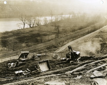 'Morgantown Ordnance Works, Morgantown, W. Va. Photography Number 106. Excavating for the gas generator building. Looking Southeast. February 13, 1941, 11:45 A.M.'
