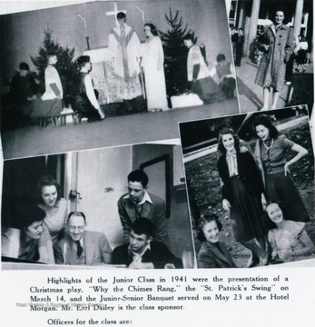 'Reading the script for an upcoming Morgantown High School play in 1941 is a youthful Don Knotts, pictured in the lower left-hand picture. The photo appeared in Morgantown High's Class of 1941 when Knotts was a junior.'