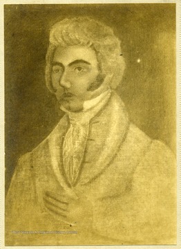 'Colonel Zackquill Morgan 1735-1795. Founder of Morgantown, West Virginia. Photo taken of an oil painting.'