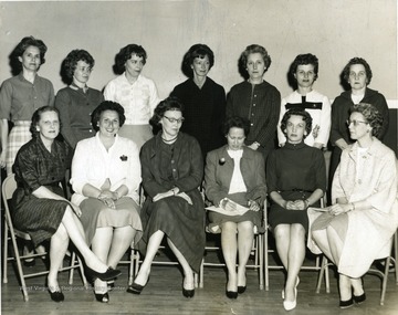 Standing:  second from left, Helen Crane; third from left, Mrs. Mike Lynch; fourth, Mrs. Stecker.  Seated: second from left, Mrs. Talli; third, Mrs. William Klingberg; fourth, Mrs. Creel. 