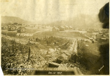 Different view of the cemetery after the Monongah Mine explosion.  Note: image is taken from the original print donated to the West Virginia Collection.