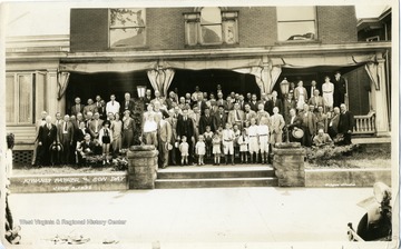 A group portrait of participants of the Kiwanis Father and Son Day on June 8, 1932 in Morgantown, West Virginia.
