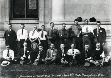 Group portrait of seventeen Monongalia County registrants.