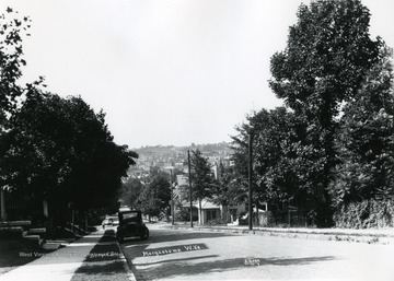 A view looking down Grand Street. 'Street is mislabelled on the photo.'