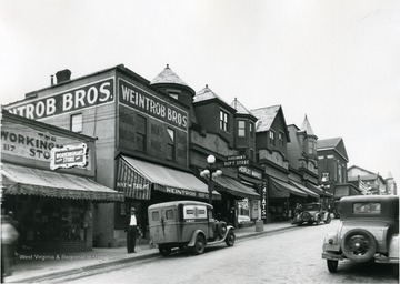 A view of Pleasant Street showing 'Brick Row.'