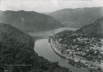 Aerial view of the Gauley Bridge on Route 60.