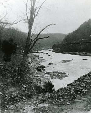 View of the New River at Gauley Junction that has been frozen over.