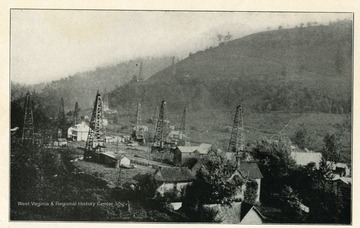 'Plate XVIII. - Showing Oil wells at Rosedale, Braxton County; Topography of the Monongahela and Conemaugh series.'