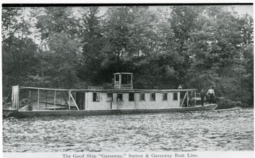 View of the Good Ship 'Gassaway,' Sutton and Gassaway Boat Line. 'Published by Juergens and Walker.'