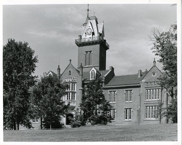 A close-up view of the Old Main, Bethany College in Bethany, West Virginia. 'Old Main at Bethany College, oldest degree-granting institution of higher education in West Virginia that was founded in 1840 by Alexander Campbell of the Christian Church (Disciples of Christ.)'