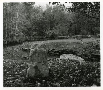 View of Fairfax Stone which marks the boundary between Maryland and West Virginia as determined by the U. S. Supreme Court after a dispute between the two states.