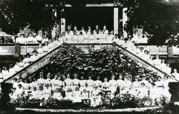 'The Lewisburg Female Institute student group 1900-01. Photographed from an old catalogue print.'