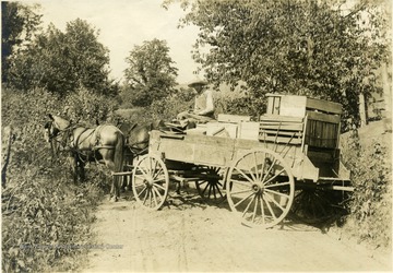 'Eggs and poultry from Lockhart and Wiseburg. These products are hauled 7 miles to the railroad and then shipped 10 miles to the produce dealer.'  From photo album labeled, 'Stewart A. Cody, County Agent, Jackson County, 1912.'
