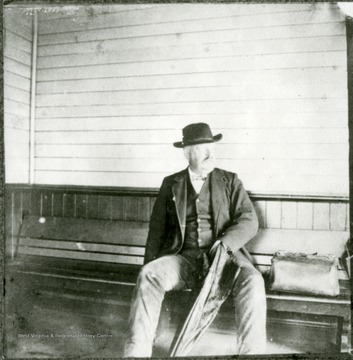 John Aglionby in the waiting room of the station at Shenandoah Junction.