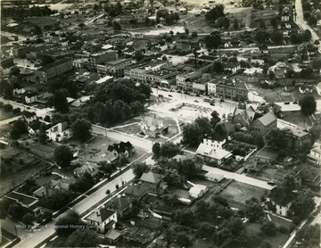 A view of downtown Princeton from 1000 feet. 'This photograph was in an envelope adressed to Mr. Anderson of The Bluefield Daily Telegraph in Princeton, from Tom Bowling of Montgomery, Alabama.'