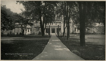 Main building of Welch Emergency Hospital. A.G. Rutherford, M.D., Superintendent. This institution is located at Welch, McDowell County, and is reached by the Norfolk and Western Railroad, and by bus or auto over State Routes 8 and 66. Number of patients treated during June, 1930 was 207.