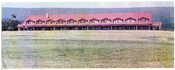 'New 50-room Cacapon State Park Lodge. This beautiful building encloses the dining room and has full recreational facilities.'