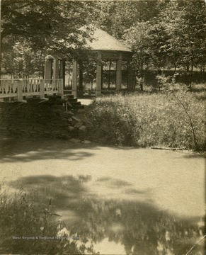 A view of the spring house at Salt Sulphur Springs.