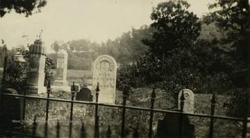 A view of some headstones in the Jackson family cemetery. 