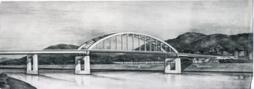 Drawing of the U.S. 40 at Wheeling-proposed bridge over the Ohio River.