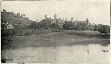A view of Spencer State Hospital across the lake. G. C. Robertson, M. D., Superintendent. This institution is located at Spencer, Roane County, and is reached by the Baltimore and Ohio Railroad. Number of Patients July 1, 1918 was 597.