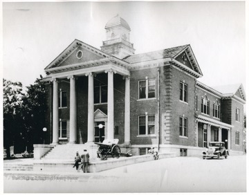 'The Pendleton County Court House, built in 1926 at a cost of $70,000 by a special levy.'